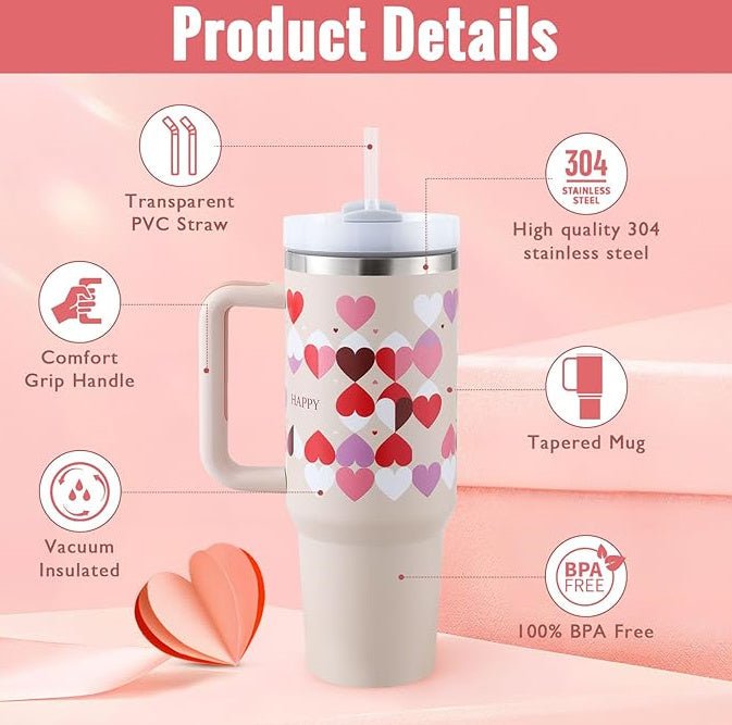 40 Oz Tumbler With Handle Straw Insulated, Stainless Steel Spill Proof Vacuum Coffee Cup Tumbler With Lid Tapered Mug Gifts For Valentine Lover Suitable For Car Gym Office Travel - Blount Express40 Oz Tumbler With Handle Straw Insulated, Stainless Steel Spill Proof Vacuum Coffee Cup Tumbler With Lid Tapered Mug Gifts For Valentine Lover Suitable For Car Gym Office Travel040 Oz Tumbler With Handle Straw Insulated, Stainless Steel Spill Proof Vacuum Coffee Cup Tumbler With Lid Tapered Mug Gifts Fo