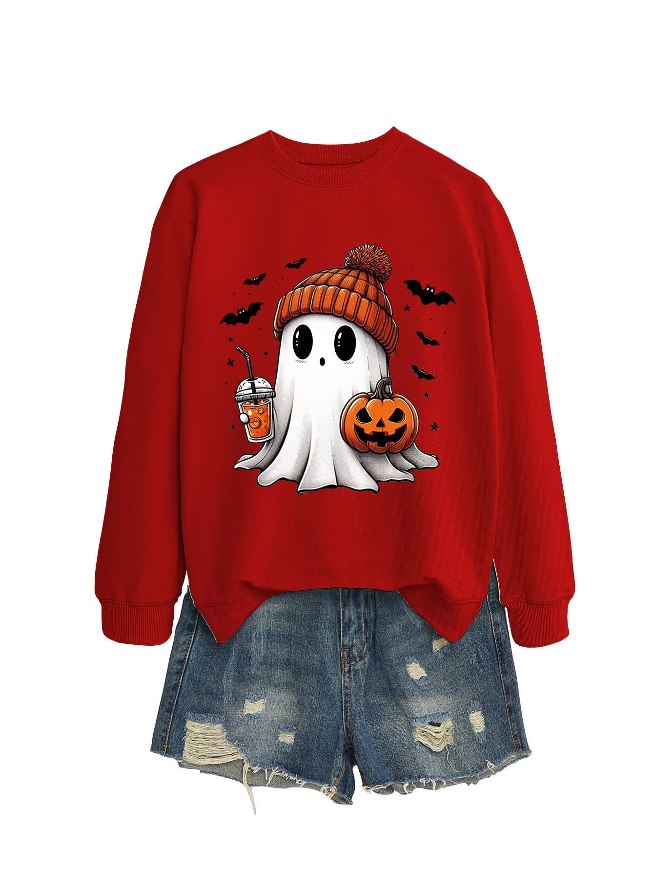 Fashion Long Sleeve Milk Tea Pumpkin Bat Printed Crew Neck Sweatshirt - Blount ExpressFashion Long Sleeve Milk Tea Pumpkin Bat Printed Crew Neck Sweatshirt0Fashion Long Sleeve Milk Tea Pumpkin Bat Printed Crew Neck SweatshirtCJWY211894901AZ