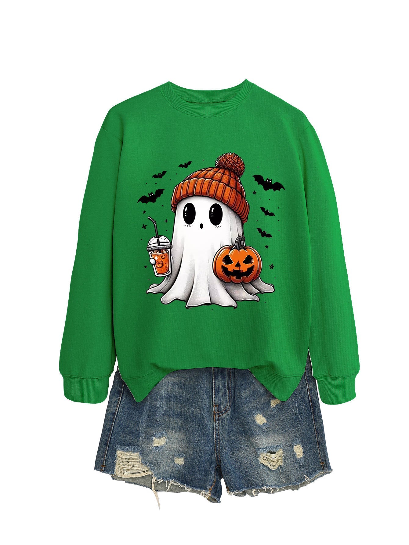 Fashion Long Sleeve Milk Tea Pumpkin Bat Printed Crew Neck Sweatshirt - Blount ExpressFashion Long Sleeve Milk Tea Pumpkin Bat Printed Crew Neck Sweatshirt0Fashion Long Sleeve Milk Tea Pumpkin Bat Printed Crew Neck SweatshirtCJWY211894906FU