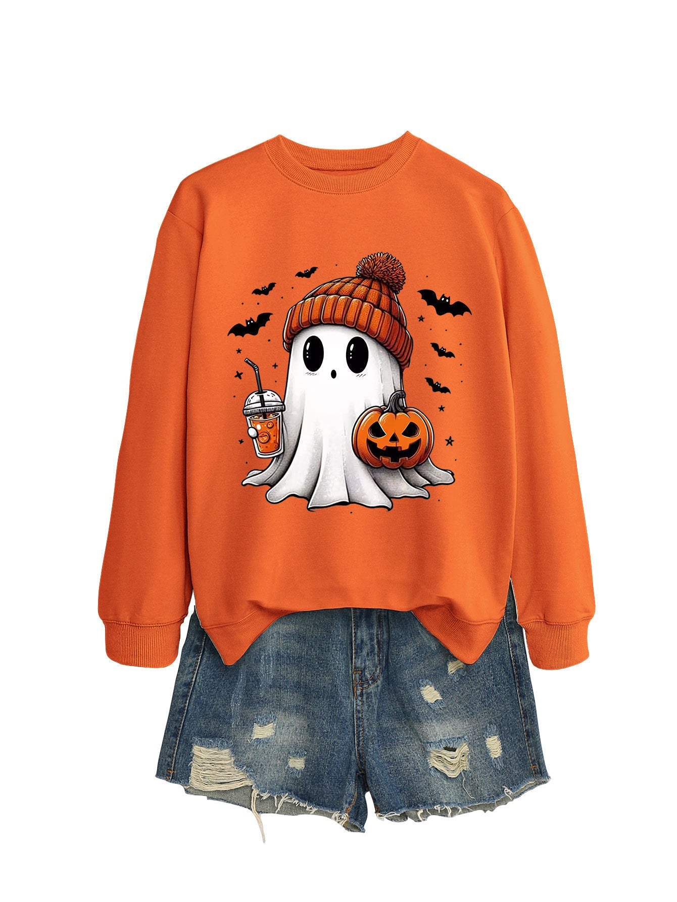 Fashion Long Sleeve Milk Tea Pumpkin Bat Printed Crew Neck Sweatshirt - Blount ExpressFashion Long Sleeve Milk Tea Pumpkin Bat Printed Crew Neck Sweatshirt0Fashion Long Sleeve Milk Tea Pumpkin Bat Printed Crew Neck SweatshirtCJWY211894916PK