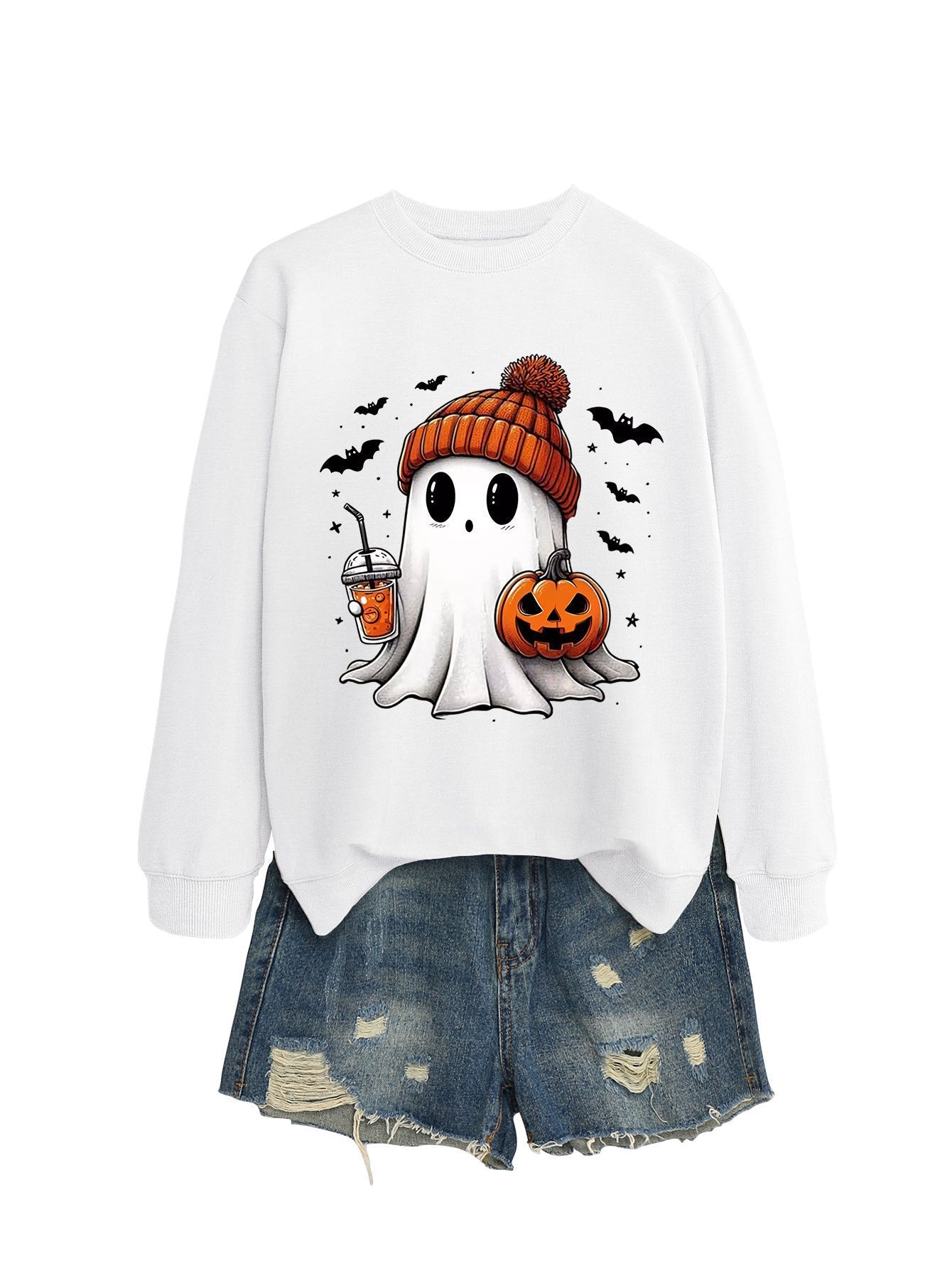 Fashion Long Sleeve Milk Tea Pumpkin Bat Printed Crew Neck Sweatshirt - Blount ExpressFashion Long Sleeve Milk Tea Pumpkin Bat Printed Crew Neck Sweatshirt0Fashion Long Sleeve Milk Tea Pumpkin Bat Printed Crew Neck SweatshirtCJWY211894941OL