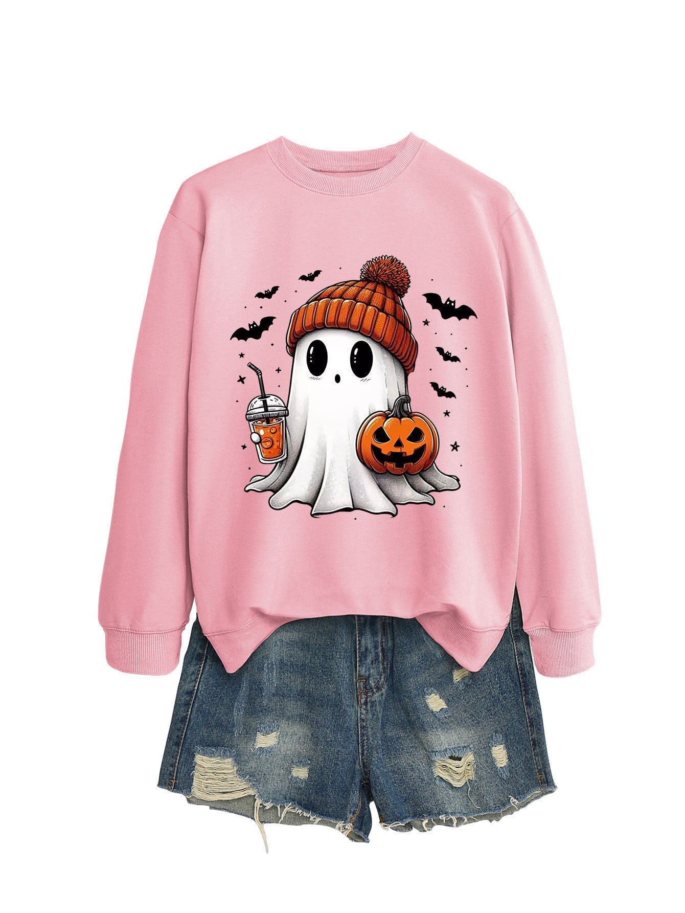 Fashion Long Sleeve Milk Tea Pumpkin Bat Printed Crew Neck Sweatshirt - Blount ExpressFashion Long Sleeve Milk Tea Pumpkin Bat Printed Crew Neck Sweatshirt0Fashion Long Sleeve Milk Tea Pumpkin Bat Printed Crew Neck SweatshirtCJWY211894946TG