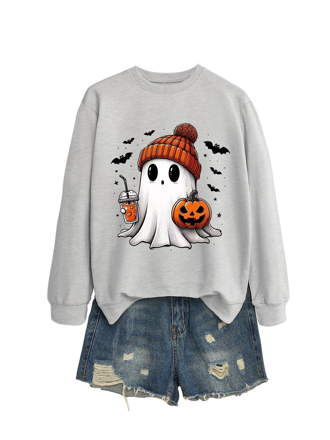 Fashion Long Sleeve Milk Tea Pumpkin Bat Printed Crew Neck Sweatshirt - Blount ExpressFashion Long Sleeve Milk Tea Pumpkin Bat Printed Crew Neck Sweatshirt0Fashion Long Sleeve Milk Tea Pumpkin Bat Printed Crew Neck SweatshirtCJWY211894956DW