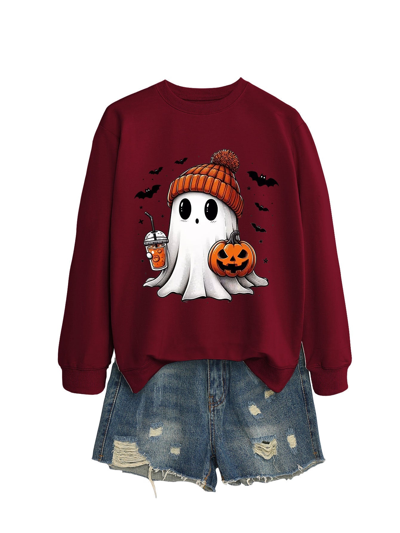 Fashion Long Sleeve Milk Tea Pumpkin Bat Printed Crew Neck Sweatshirt - Blount ExpressFashion Long Sleeve Milk Tea Pumpkin Bat Printed Crew Neck Sweatshirt0Fashion Long Sleeve Milk Tea Pumpkin Bat Printed Crew Neck SweatshirtCJWY211894961IR