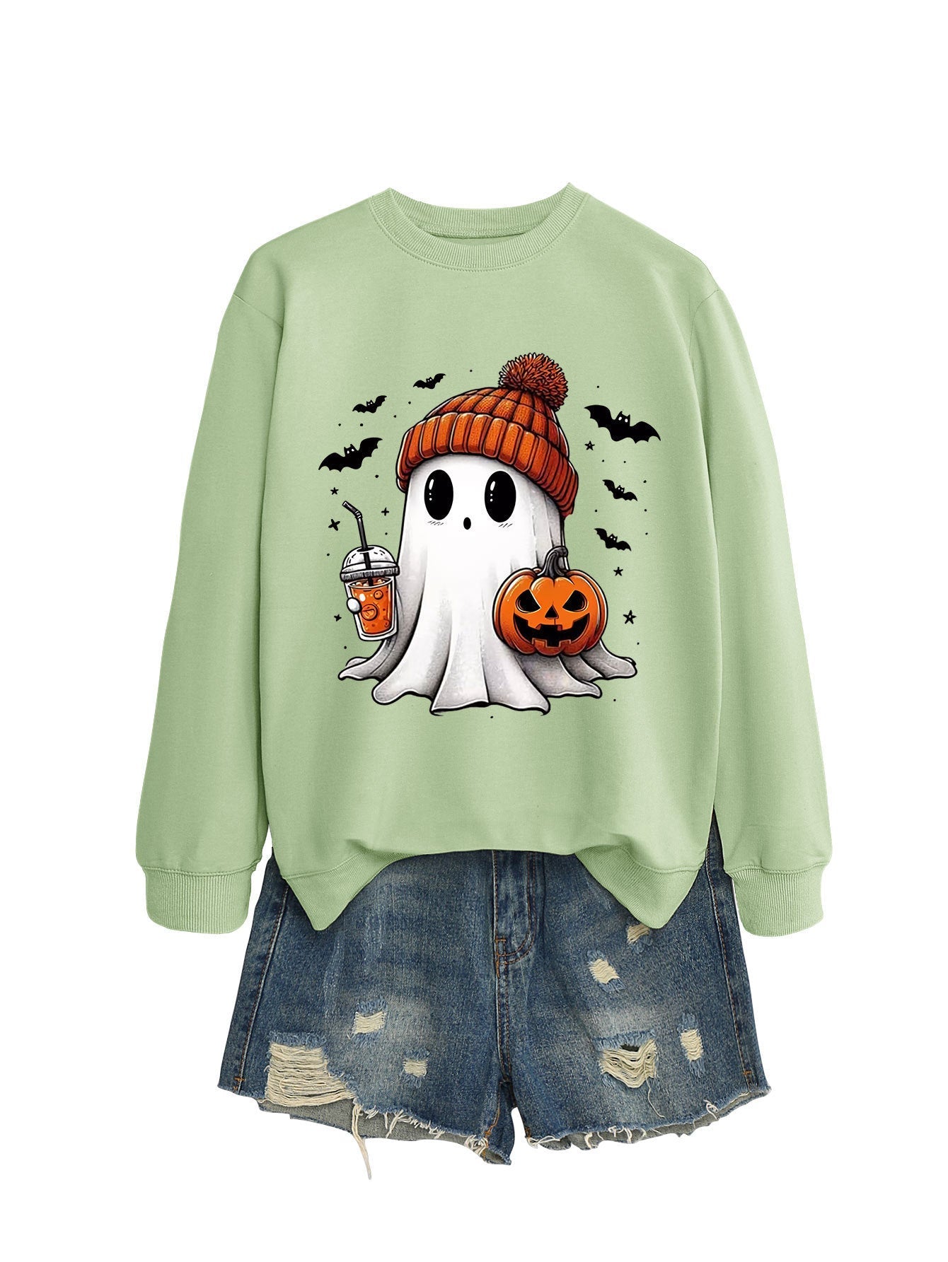 Fashion Long Sleeve Milk Tea Pumpkin Bat Printed Crew Neck Sweatshirt - Blount ExpressFashion Long Sleeve Milk Tea Pumpkin Bat Printed Crew Neck Sweatshirt0Fashion Long Sleeve Milk Tea Pumpkin Bat Printed Crew Neck SweatshirtCJWY211894966NM