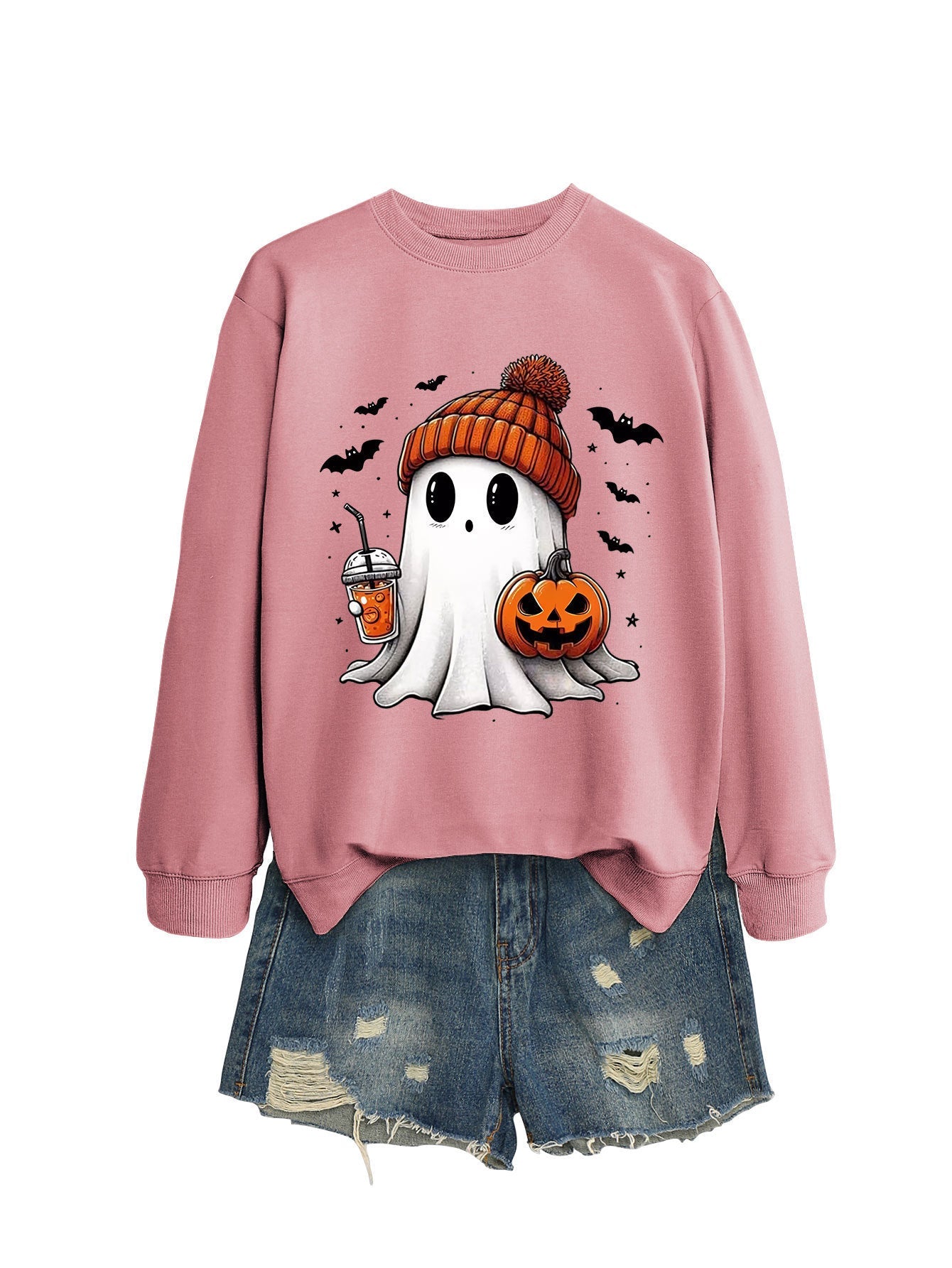 Fashion Long Sleeve Milk Tea Pumpkin Bat Printed Crew Neck Sweatshirt - Blount ExpressFashion Long Sleeve Milk Tea Pumpkin Bat Printed Crew Neck Sweatshirt0Fashion Long Sleeve Milk Tea Pumpkin Bat Printed Crew Neck SweatshirtCJWY211894971SH