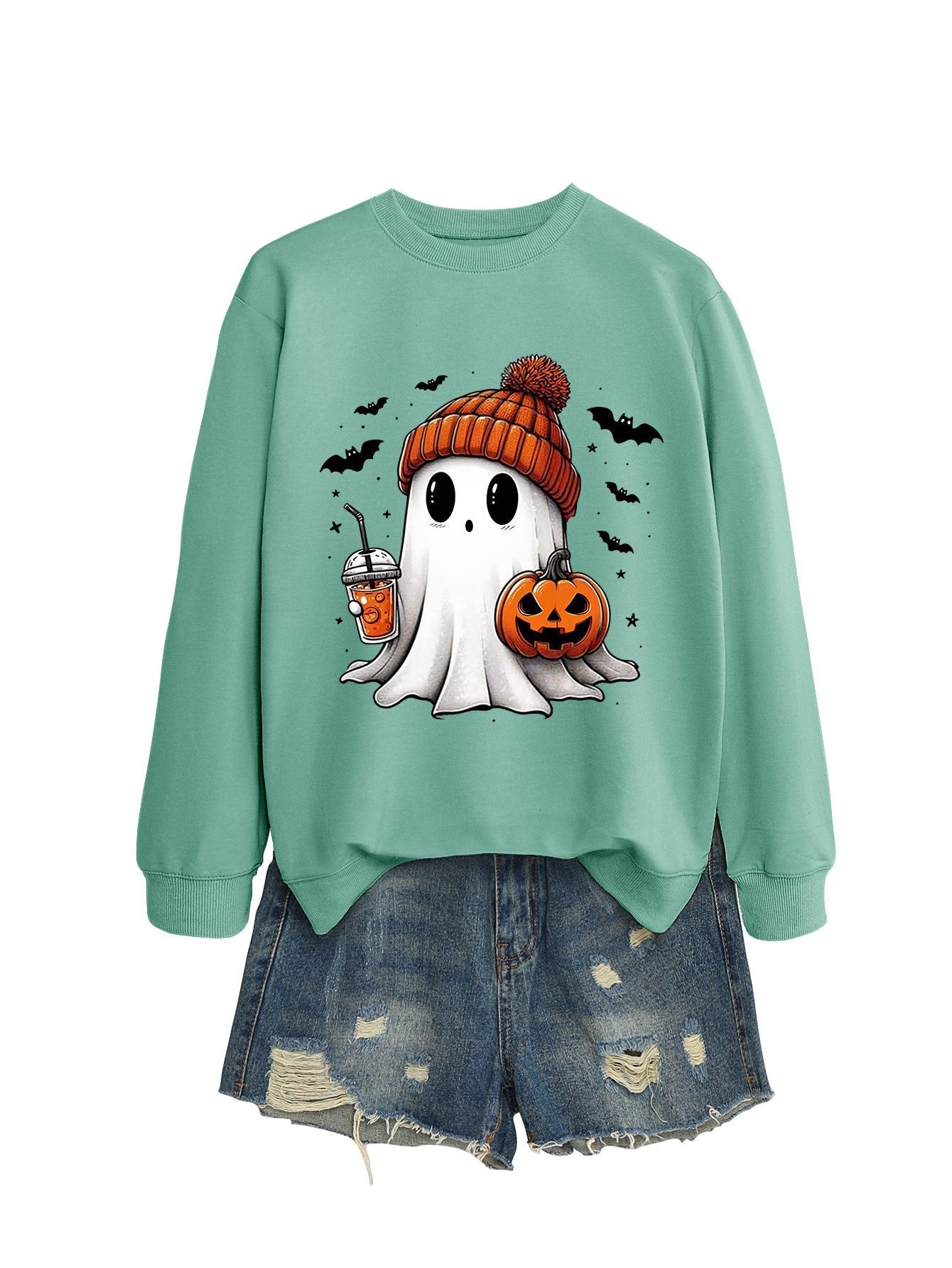 Fashion Long Sleeve Milk Tea Pumpkin Bat Printed Crew Neck Sweatshirt - Blount ExpressFashion Long Sleeve Milk Tea Pumpkin Bat Printed Crew Neck Sweatshirt0Fashion Long Sleeve Milk Tea Pumpkin Bat Printed Crew Neck SweatshirtCJWY211894976XC