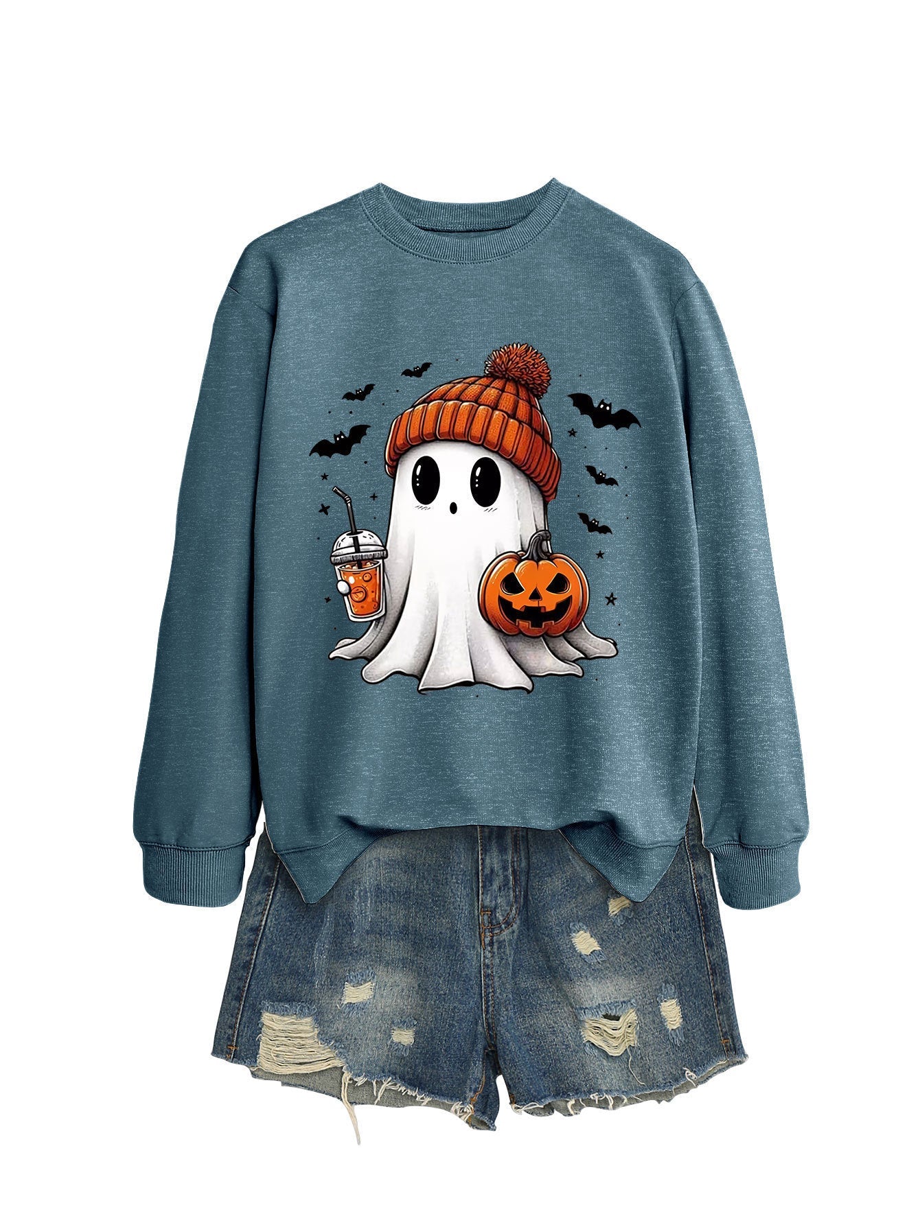 Fashion Long Sleeve Milk Tea Pumpkin Bat Printed Crew Neck Sweatshirt - Blount ExpressFashion Long Sleeve Milk Tea Pumpkin Bat Printed Crew Neck Sweatshirt0Fashion Long Sleeve Milk Tea Pumpkin Bat Printed Crew Neck SweatshirtCJWY211894986HS