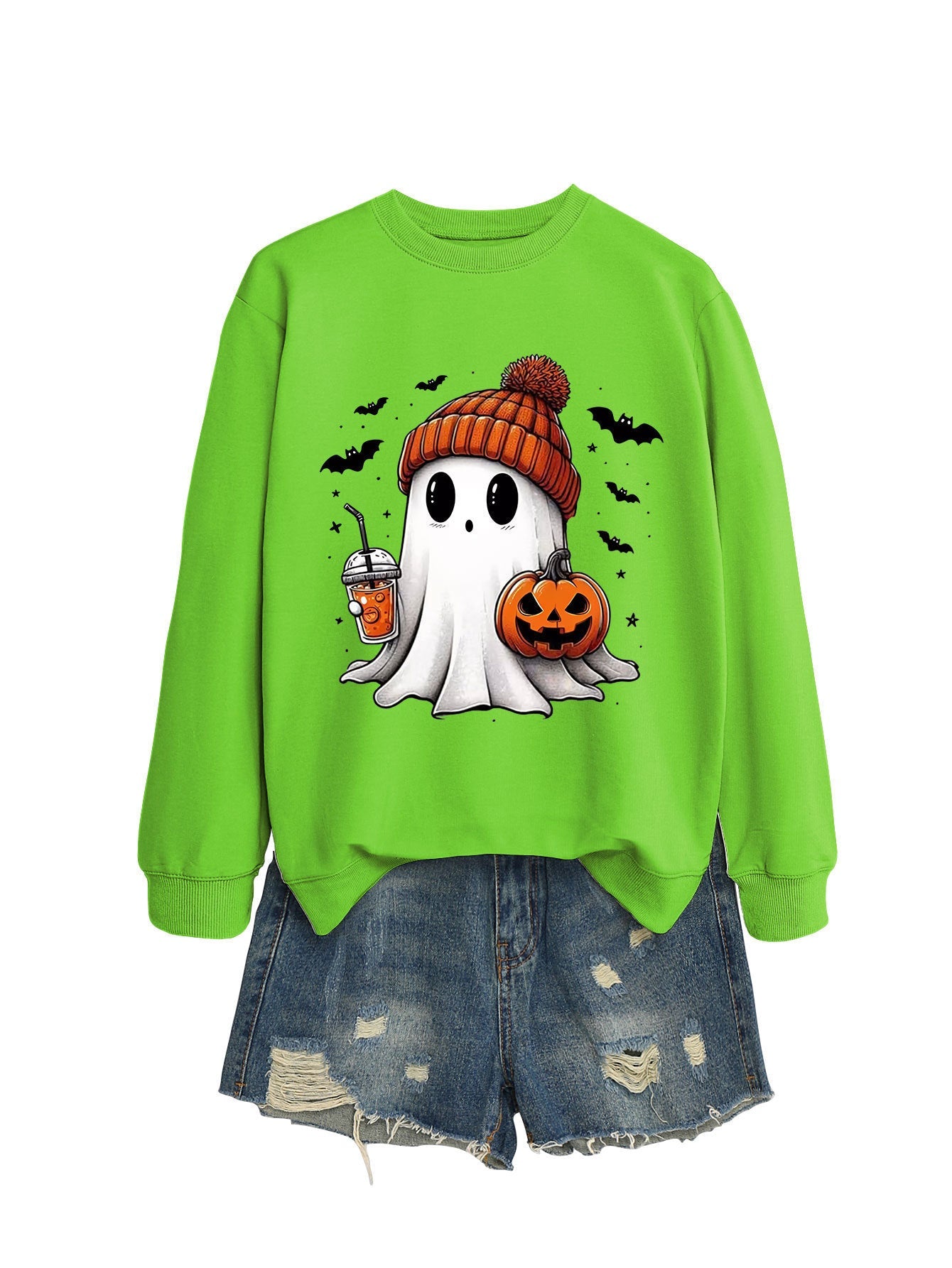 Fashion Long Sleeve Milk Tea Pumpkin Bat Printed Crew Neck Sweatshirt - Blount ExpressFashion Long Sleeve Milk Tea Pumpkin Bat Printed Crew Neck Sweatshirt0Fashion Long Sleeve Milk Tea Pumpkin Bat Printed Crew Neck SweatshirtCJWY211894991MN