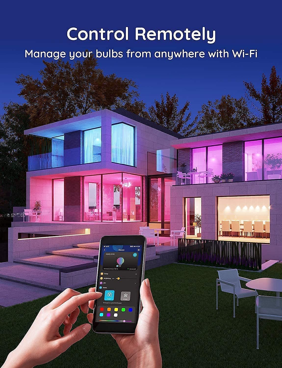 Govee Smart Light Bulbs, Dimmable RGBWW Color Changing Light Bulbs, Work with Alexa & Google Assistant, No Hub Required RGB Light Bulbs, 9W 60W Equivalent A19 LED Bulbs for Bedroom Living Room, 4 Pack - Blount ExpressGovee Smart Light Bulbs, Dimmable RGBWW Color Changing Light Bulbs, Work with Alexa & Google Assistant, No Hub Required RGB Light Bulbs, 9W 60W Equivalent A19 LED Bulbs for Bedroom Living Room, 4 PackGovee Smart Light Bulbs, Dimmable RGBWW Color Changing Light Bulbs, Work with Alexa