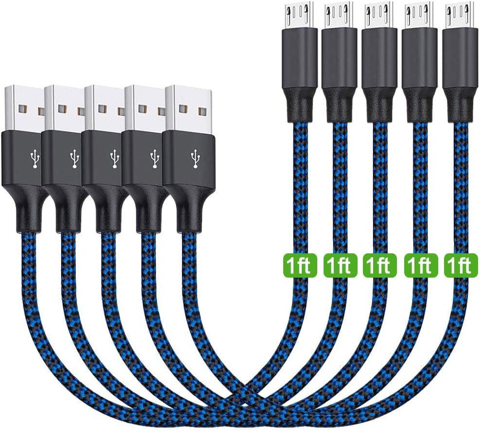 Hoblaze Micro USB Cable 1Ft 5 Pack, Short Android Charger Cable Braided Fast Charging Phone Charger Cord Compatible with Galaxy S7 S6 Edge, Kindle, Note 5, Windows Smartphones and More - Blue - Blount ExpressHoblaze Micro USB Cable 1Ft 5 Pack, Short Android Charger Cable Braided Fast Charging Phone Charger Cord Compatible with Galaxy S7 S6 Edge, Kindle, Note 5, Windows Smartphones and More - BlueHoblaze Micro USB Cable 1Ft 5 Pack, Short Android Charger Cable Braided Fast Charging Phone Charger C