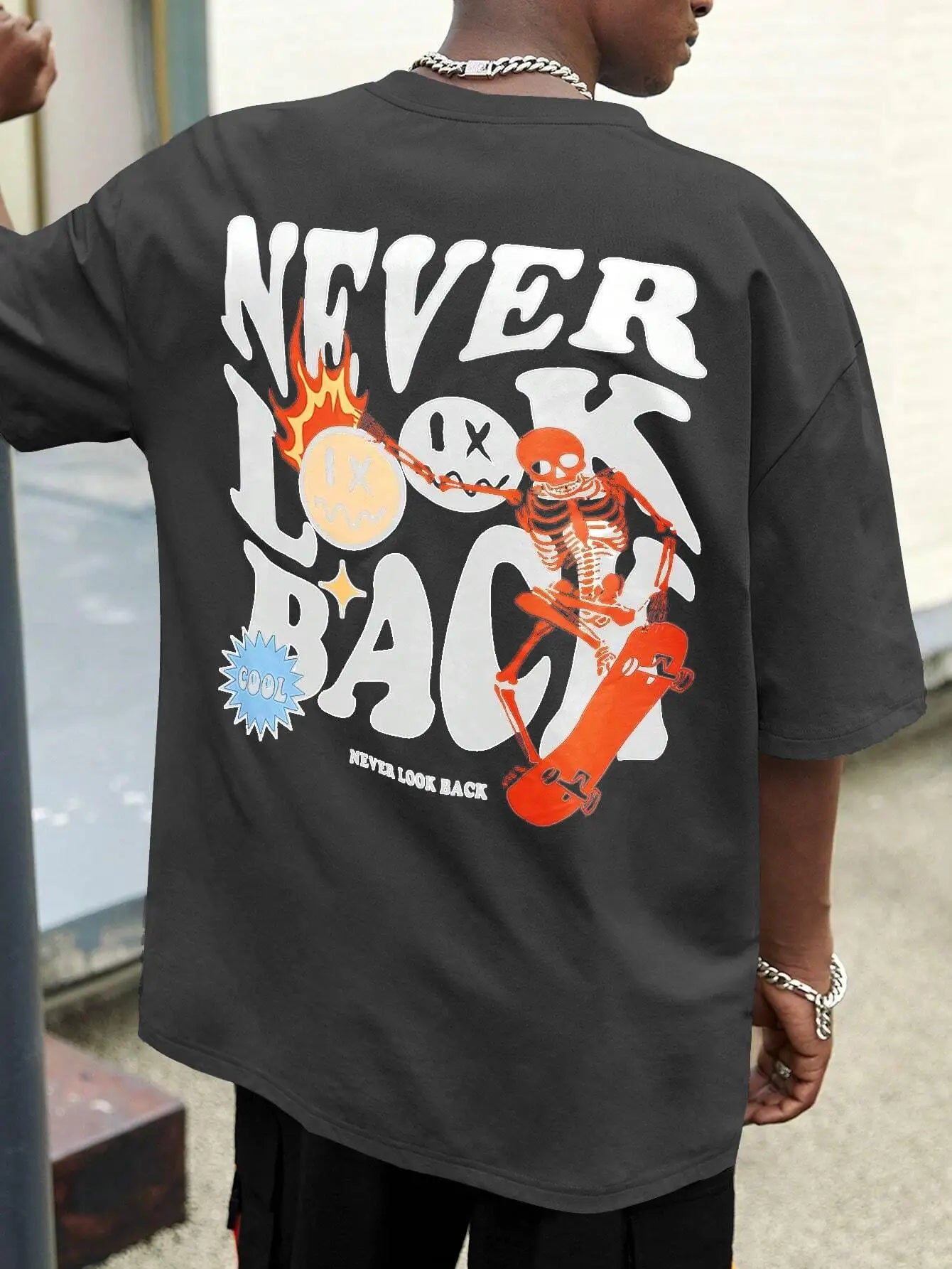 Never Look Back Creative Smile Skull Printing Cartoons Street Print Tshirt Man Loose Tee Clothes Cotton Crewneck Tops T-Shirt - Blount ExpressNever Look Back Creative Smile Skull Printing Cartoons Street Print Tshirt Man Loose Tee Clothes Cotton Crewneck Tops T-ShirtNever Look Back Creative Smile Skull Printing Cartoons Street Print Tshirt Man Loose Tee Clothes Cotton Crewneck Tops T-Shirt084d9bd0-214e-4f9c-a617-ef20082329e4