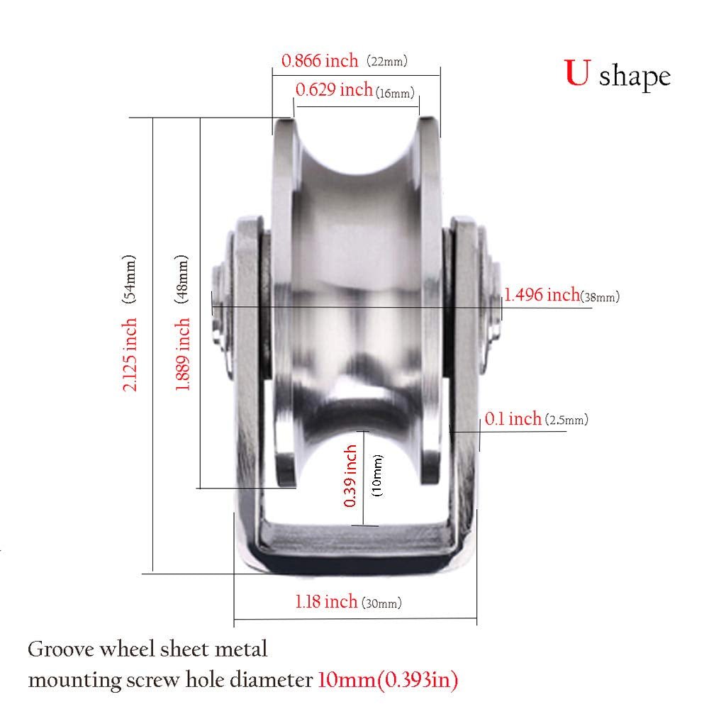 Pulley Block U 304 Stainless Steel Pulley Roller Duplex Bearing Silent Detachable Heavy Duty Grooved Wheel Loading 660Lb/300 Kg for Material Handling and Moving - Blount ExpressPulley Block U 304 Stainless Steel Pulley Roller Duplex Bearing Silent Detachable Heavy Duty Grooved Wheel Loading 660Lb/300 Kg for Material Handling and MovingPulley Block U 304 Stainless Steel Pulley Roller Duplex Bearing Silent Detachable Heavy Duty Grooved Wheel Loading 660Lb/300 Kg for Material Handling and Moving21f