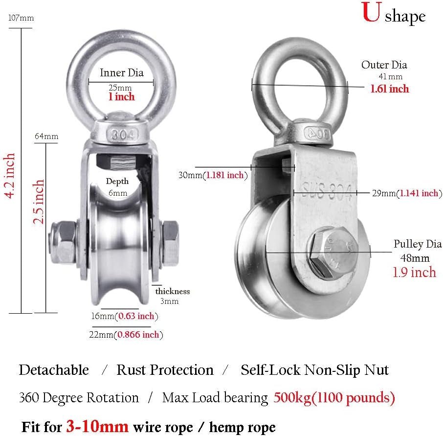 RHKING Pulley Wheel Heavy Duty Pulley Stainless Super Silent Detachable Duplex Bearing 360 Degree Rotation Smooth Loading 1100Lb/500 Kg for Material Handling and Moving - Blount ExpressRHKING Pulley Wheel Heavy Duty Pulley Stainless Super Silent Detachable Duplex Bearing 360 Degree Rotation Smooth Loading 1100Lb/500 Kg for Material Handling and MovingRHKING Pulley Wheel Heavy Duty Pulley Stainless Super Silent Detachable Duplex Bearing 360 Degree Rotation Smooth Loading 1100Lb/500 Kg for Materia