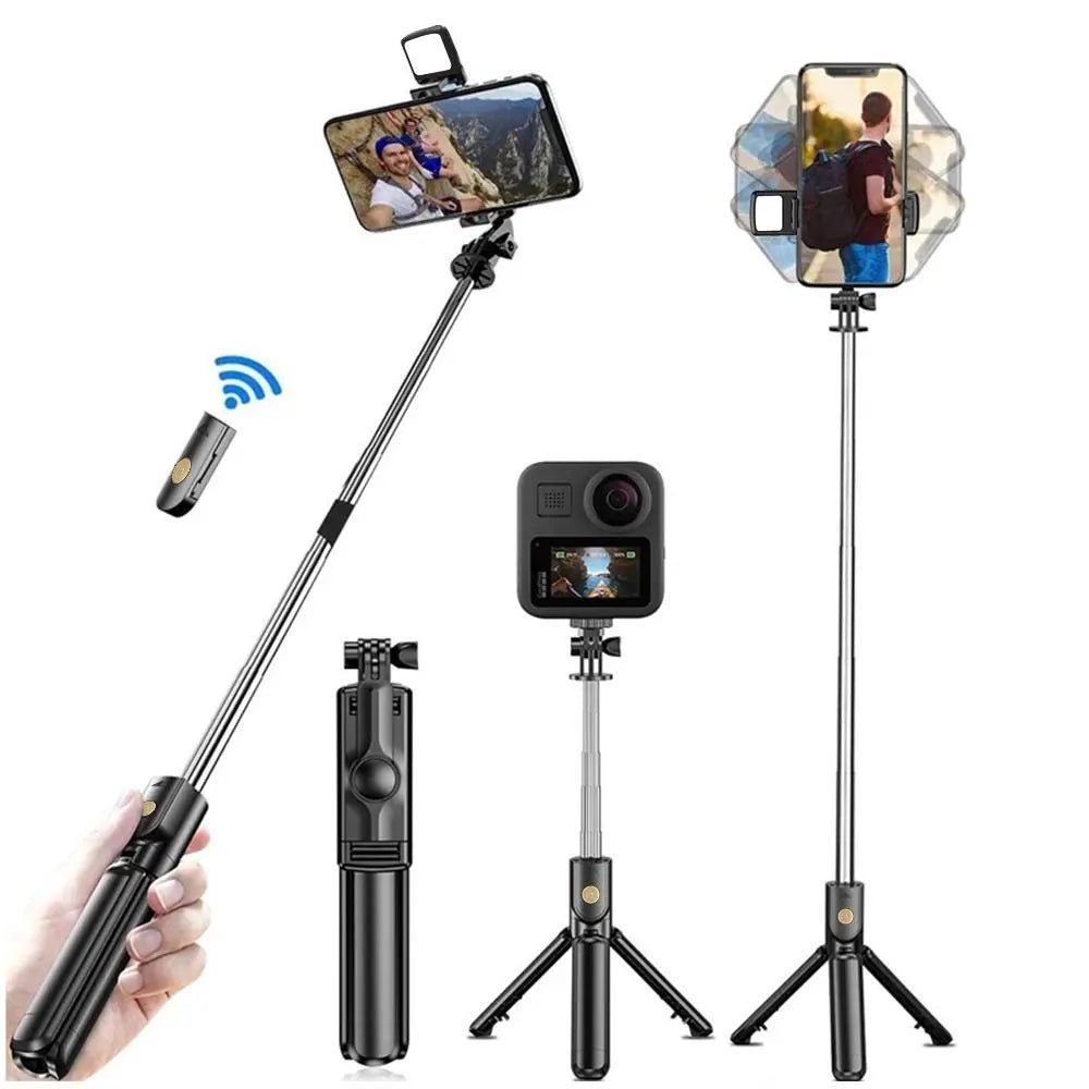 Wireless Selfie Stick Tripod Stand with Light Bluetooth Remote Extendable Tripod for iPhone Mobile Phone Tiktok Live Streaming - Blount ExpressWireless Selfie Stick Tripod Stand with Light Bluetooth Remote Extendable Tripod for iPhone Mobile Phone Tiktok Live StreamingWireless Selfie Stick Tripod Stand with Light Bluetooth Remote Extendable Tripod for iPhone Mobile Phone Tiktok Live Streaming14:29#Black(With Light)