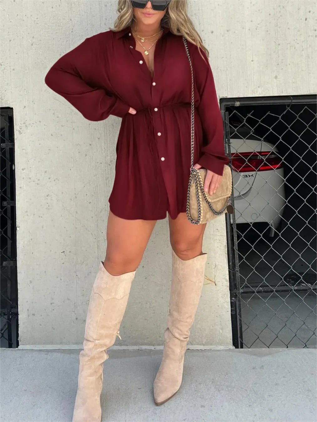 Women's Long Sleeve Jumpsuit With Button Fashion Shirt Dress - Blount ExpressWomen's Long Sleeve Jumpsuit With Button Fashion Shirt Dress0Women's Long Sleeve Jumpsuit With Button Fashion Shirt DressCJLS184207623WD