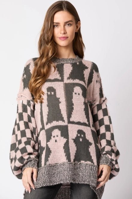 Women's Pullovers Halloween Ghost Plaid Crew Neck Sweater - Blount ExpressWomen's Pullovers Halloween Ghost Plaid Crew Neck Sweater0Women's Pullovers Halloween Ghost Plaid Crew Neck SweaterCJMY209813401AZ