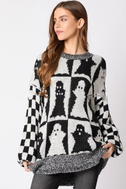 Women's Pullovers Halloween Ghost Plaid Crew Neck Sweater - Blount ExpressWomen's Pullovers Halloween Ghost Plaid Crew Neck Sweater0Women's Pullovers Halloween Ghost Plaid Crew Neck SweaterCJMY209813405EV